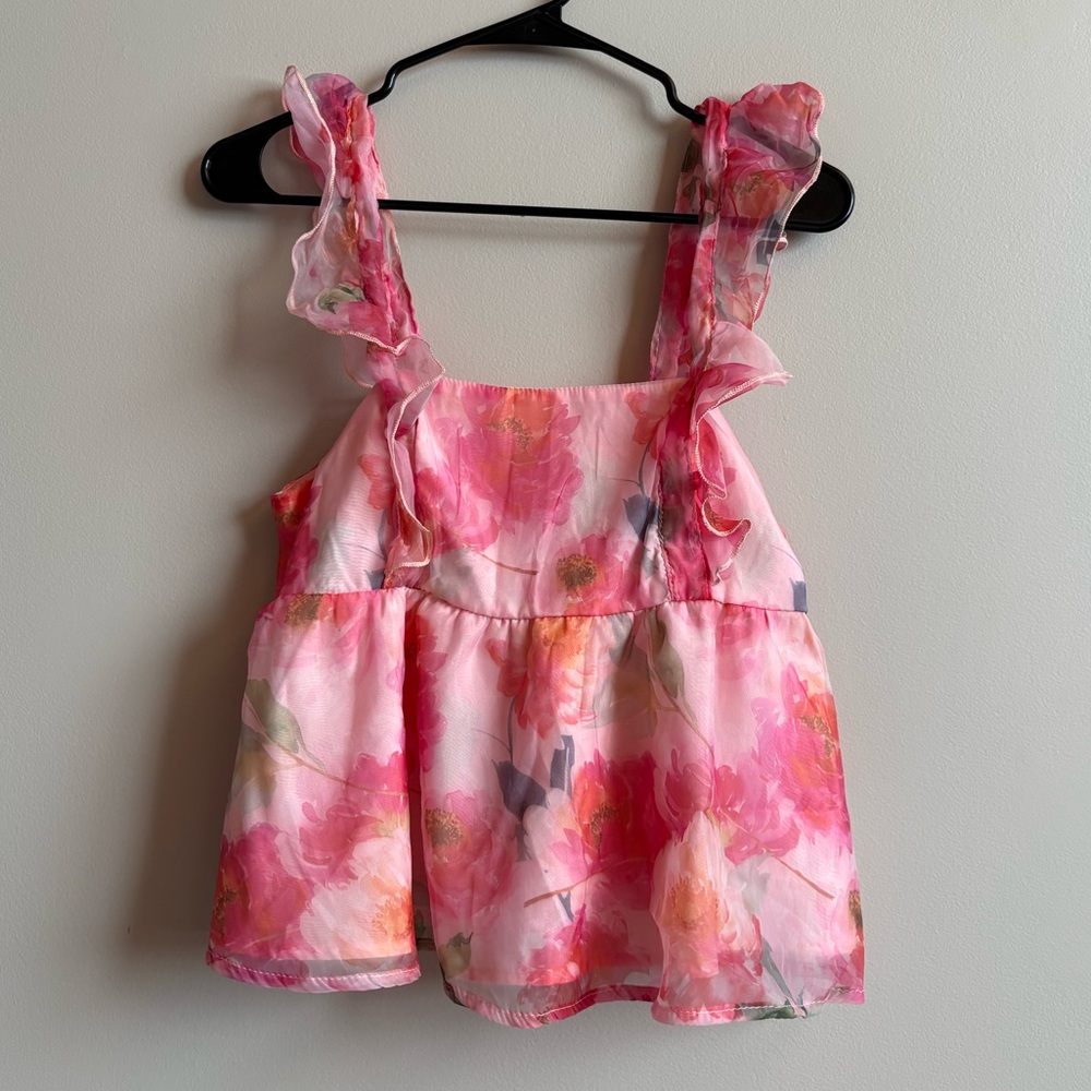 Floral Pink top (Xs-S)